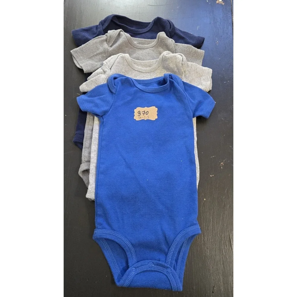 Simple Joys by Carter's Infant OneZs Size 12 Months Set of 4 Grey‎ and Blue NWT